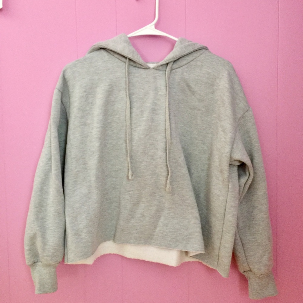Gray Hoodie Crop Top